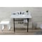 Kingston Brass 36 Carrara Marble Console Sink with Stainless Steel Legs, Marble WhiteMatte Black LMS3622M80ST - alternate 2